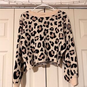 Leopard Print Sweater - Black and Cream